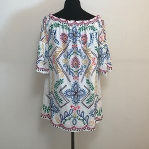 Embroidered OTS 3/4 sleeve long top